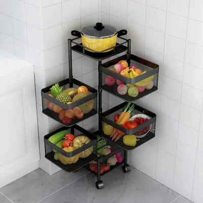 Rotating Kitchen Storage Trolley - Square