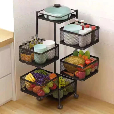 Rotating Kitchen Storage Trolley - Square