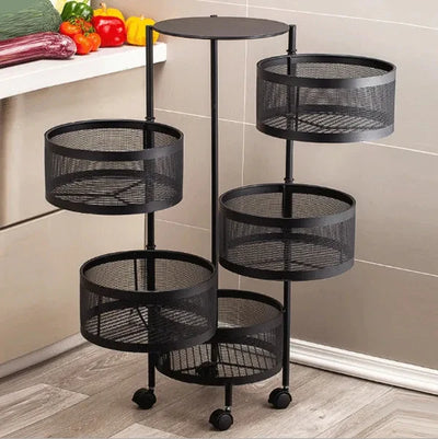 Rotating Kitchen Storage Trolley - Round