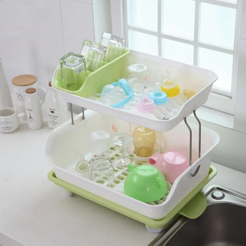2 Tier Drainer Dish Rack - Plastic
