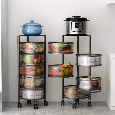 Rotating Kitchen Storage Trolley - Round