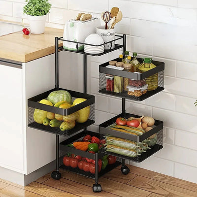 Rotating Kitchen Storage Trolley - Square
