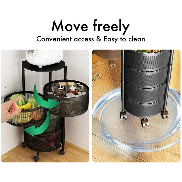 Rotating Kitchen Storage Trolley - Round