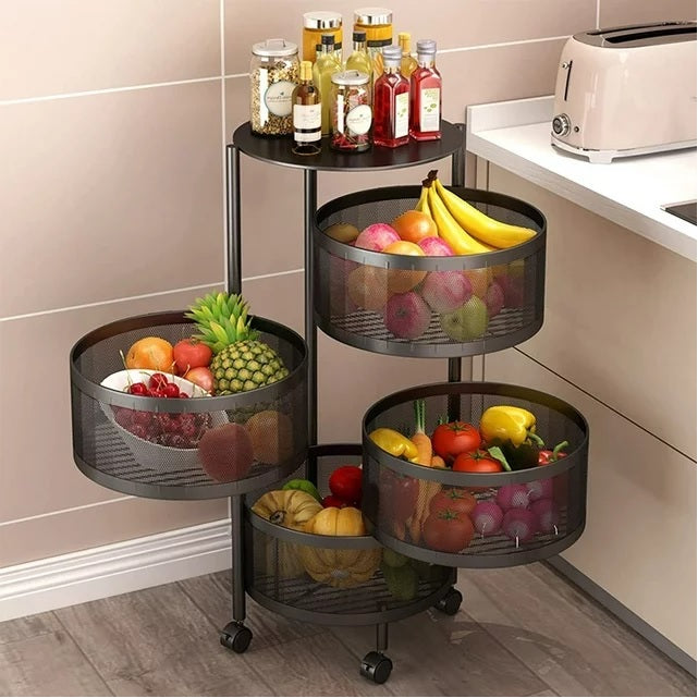 Rotating Kitchen Storage Trolley - Round