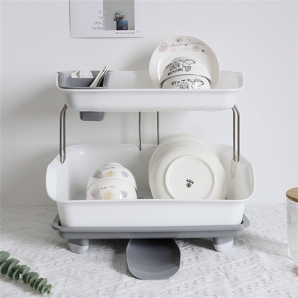 2 Tier Drainer Dish Rack - Plastic