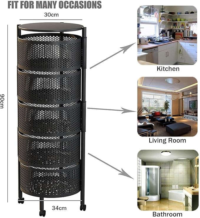 Rotating Kitchen Storage Trolley - Round