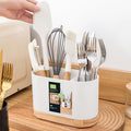 Kitchen Cutlery Drainer with Wooden Base