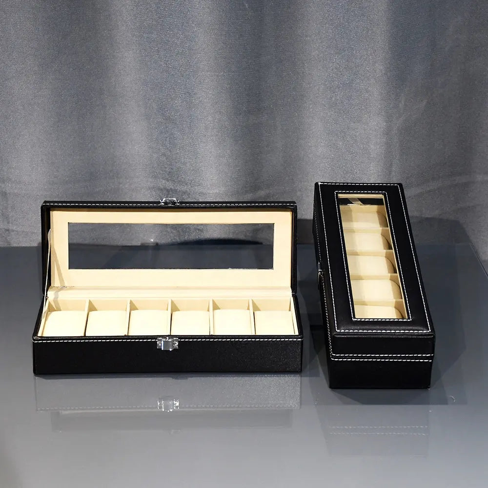 6 Slot PU Leather Watch Box