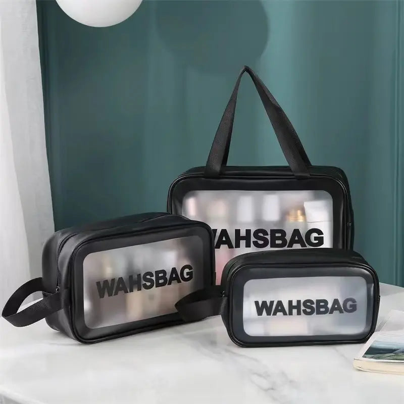 3 pcs set PU Leather Travel Cosmetics Washbag