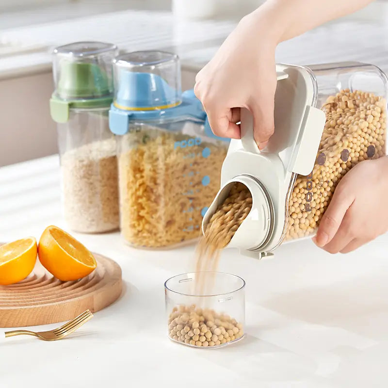 Airtight Food Storage Container With Measuring Cup