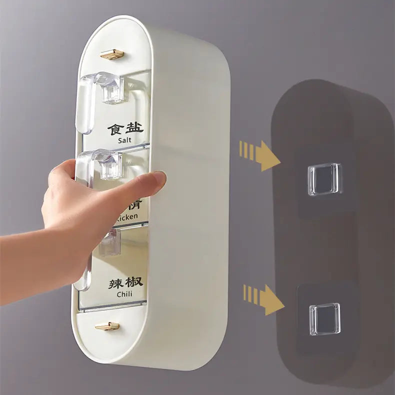 Wall-Mounted 3-Compartment Seasoning Spice Rack