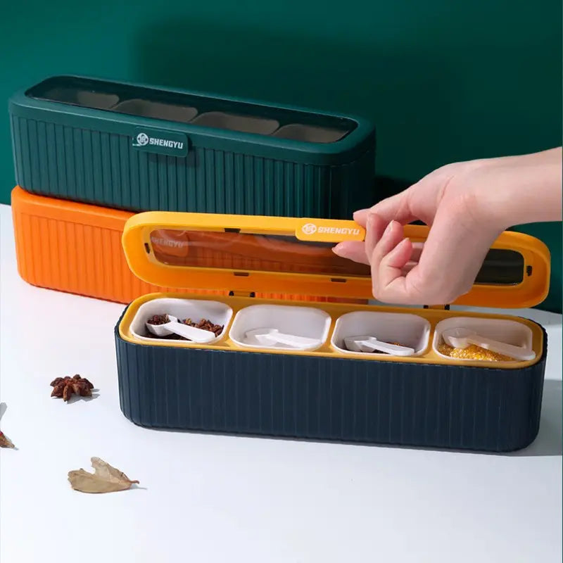 4 Grids Kitchen Spice Organizer Box