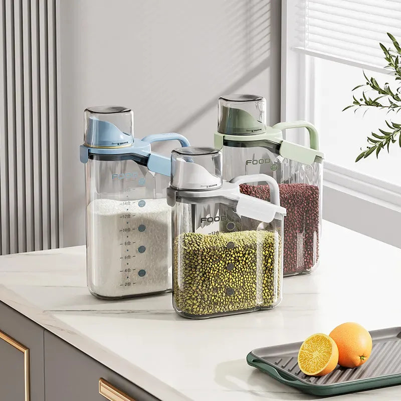 Airtight Food Storage Container With Measuring Cup