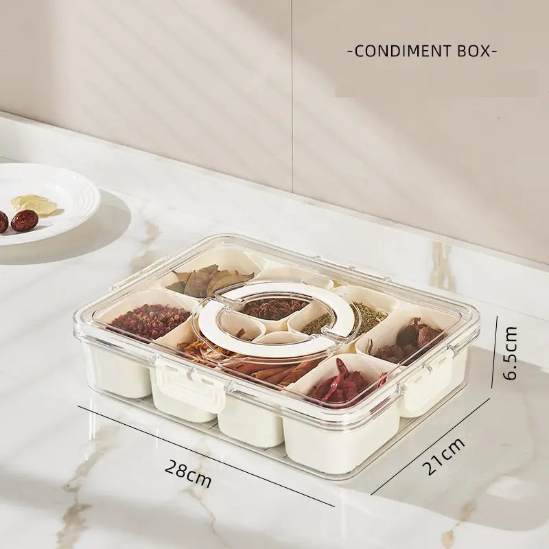 8 Grid Seasoning Storage Box With Lid