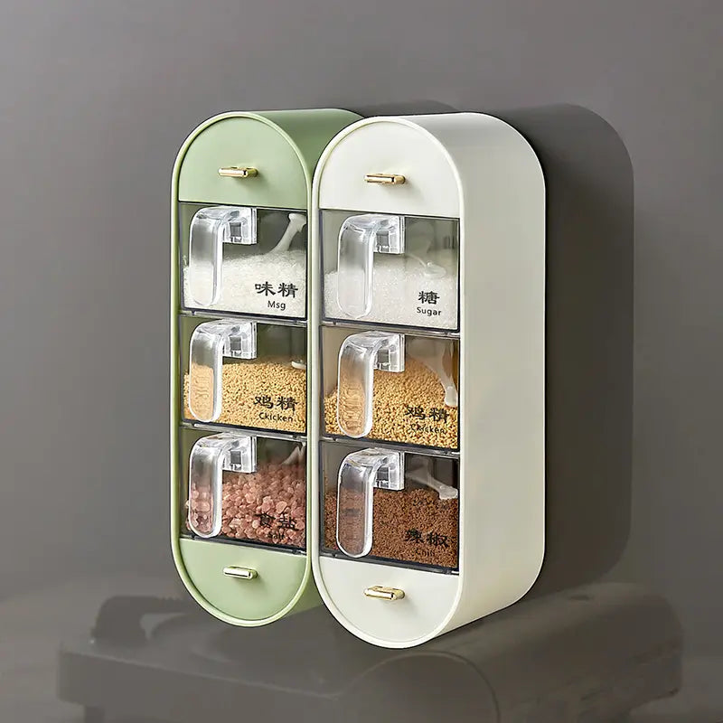 Wall-Mounted 3-Compartment Seasoning Spice Rack