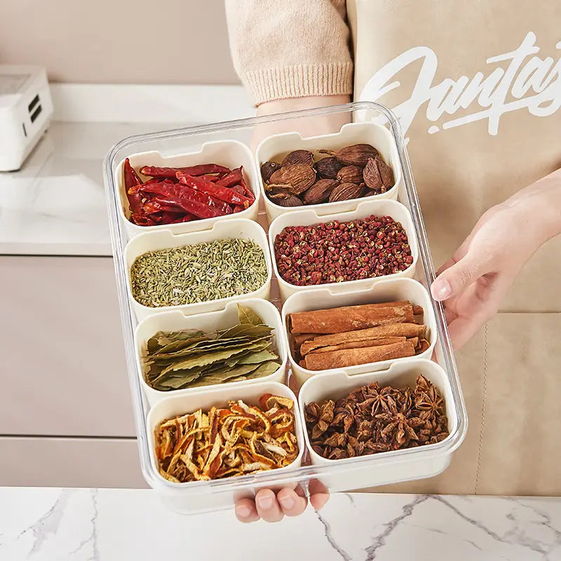 8 Grid Seasoning Storage Box With Lid