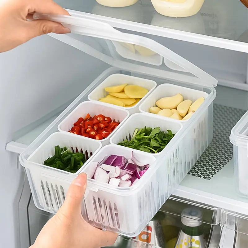 Refrigerator Food Storage Box - 6 Partition