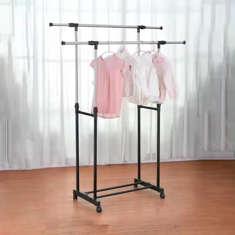 Multifunction Stainless Steel Double Pole Cloth Rack