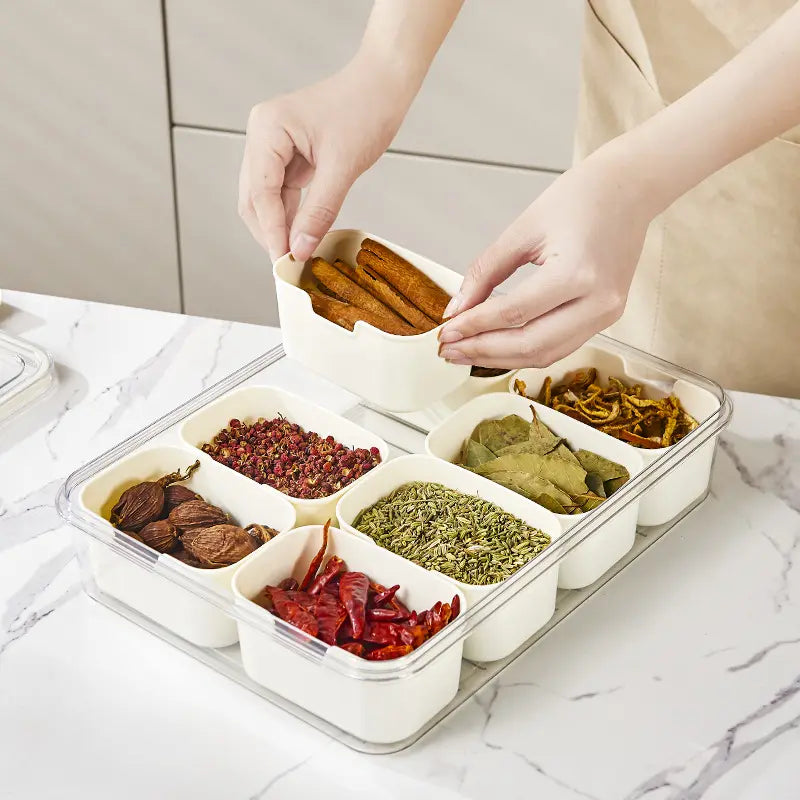 8 Grid Seasoning Storage Box With Lid