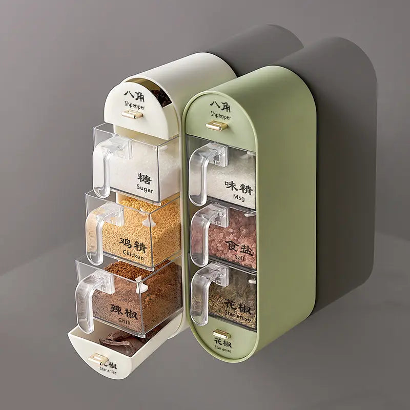 Wall-Mounted 3-Compartment Seasoning Spice Rack