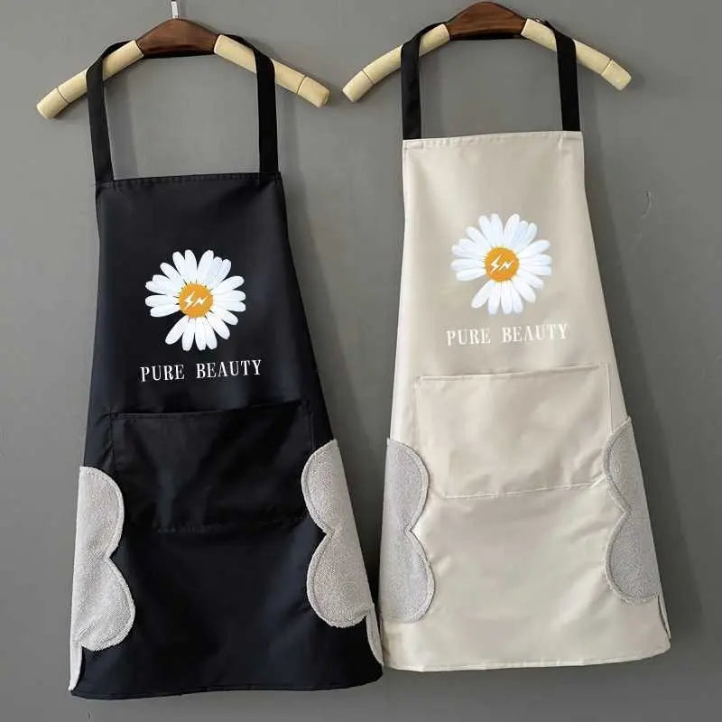 Kitchen Apron Waterproof Hand-Wiping With Pocket