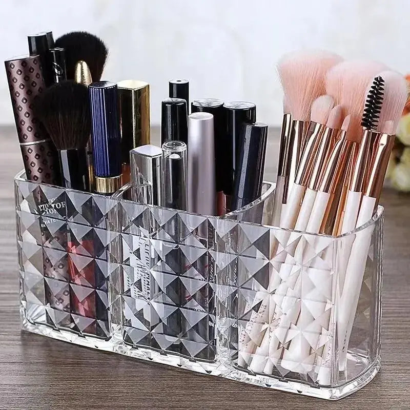 Diamond Cut 3-Grid Makeup Brush Holder