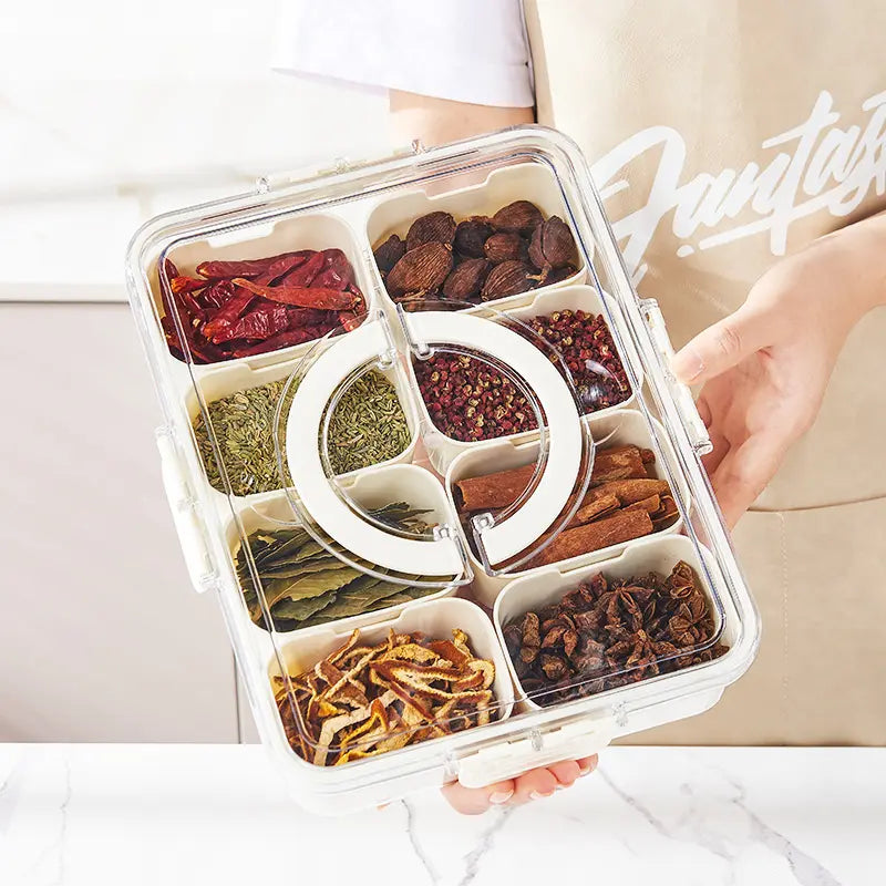 8 Grid Seasoning Storage Box With Lid