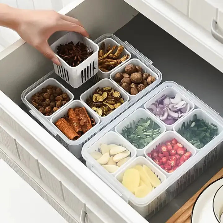 Refrigerator Food Storage Box - 6 Partition