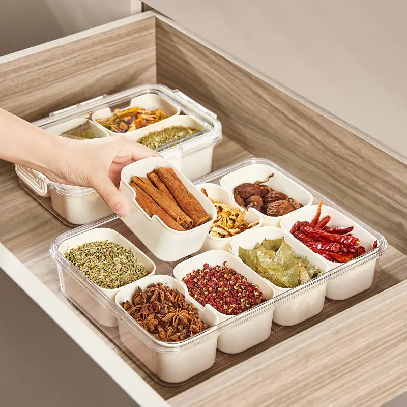 8 Grid Seasoning Storage Box With Lid