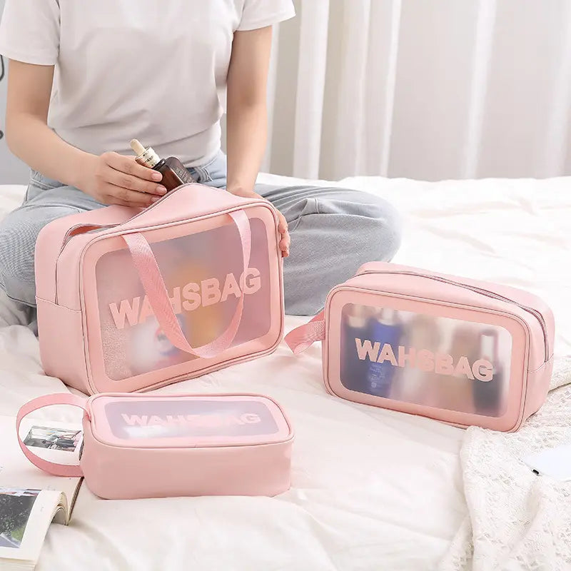 3 pcs set PU Leather Travel Cosmetics Washbag