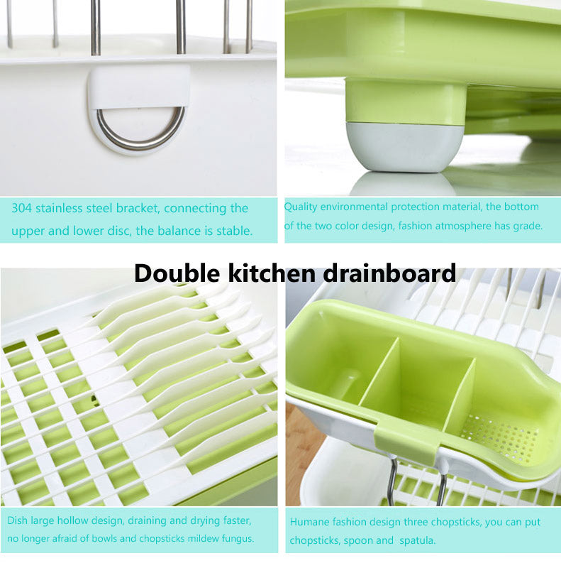 2 Tier Drainer Dish Rack - Plastic
