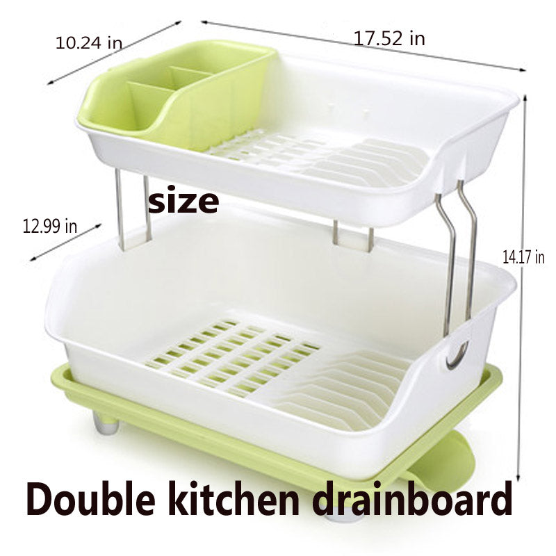 2 Tier Drainer Dish Rack - Plastic