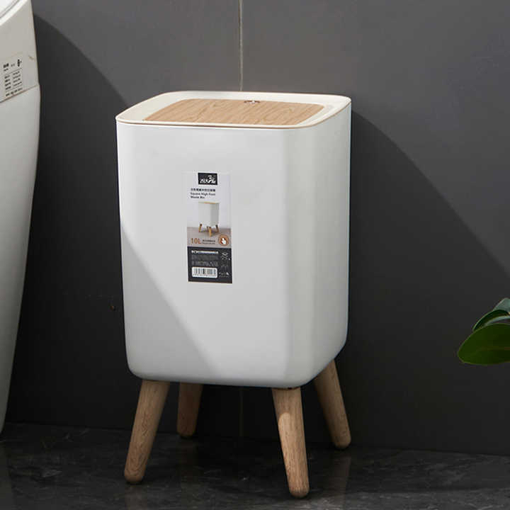 Wooden High Foot Dustbin - Square Shape