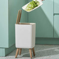 Wooden High Foot Dustbin - Square Shape