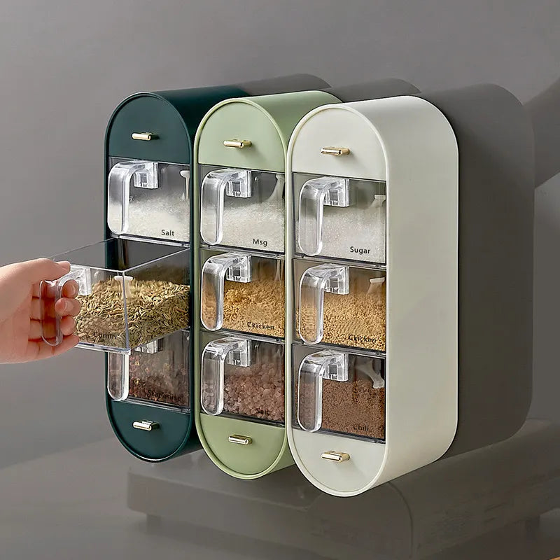 Wall-Mounted 3-Compartment Seasoning Spice Rack