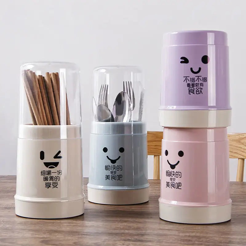 Plastic Cutlery Holder With Cover