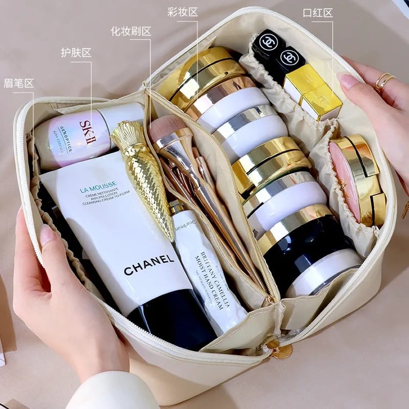 Leather Cosmetic Organizer Pouch