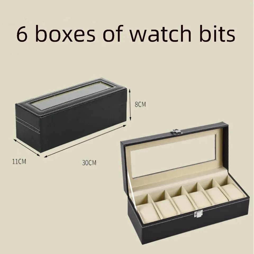 6 Slot PU Leather Watch Box