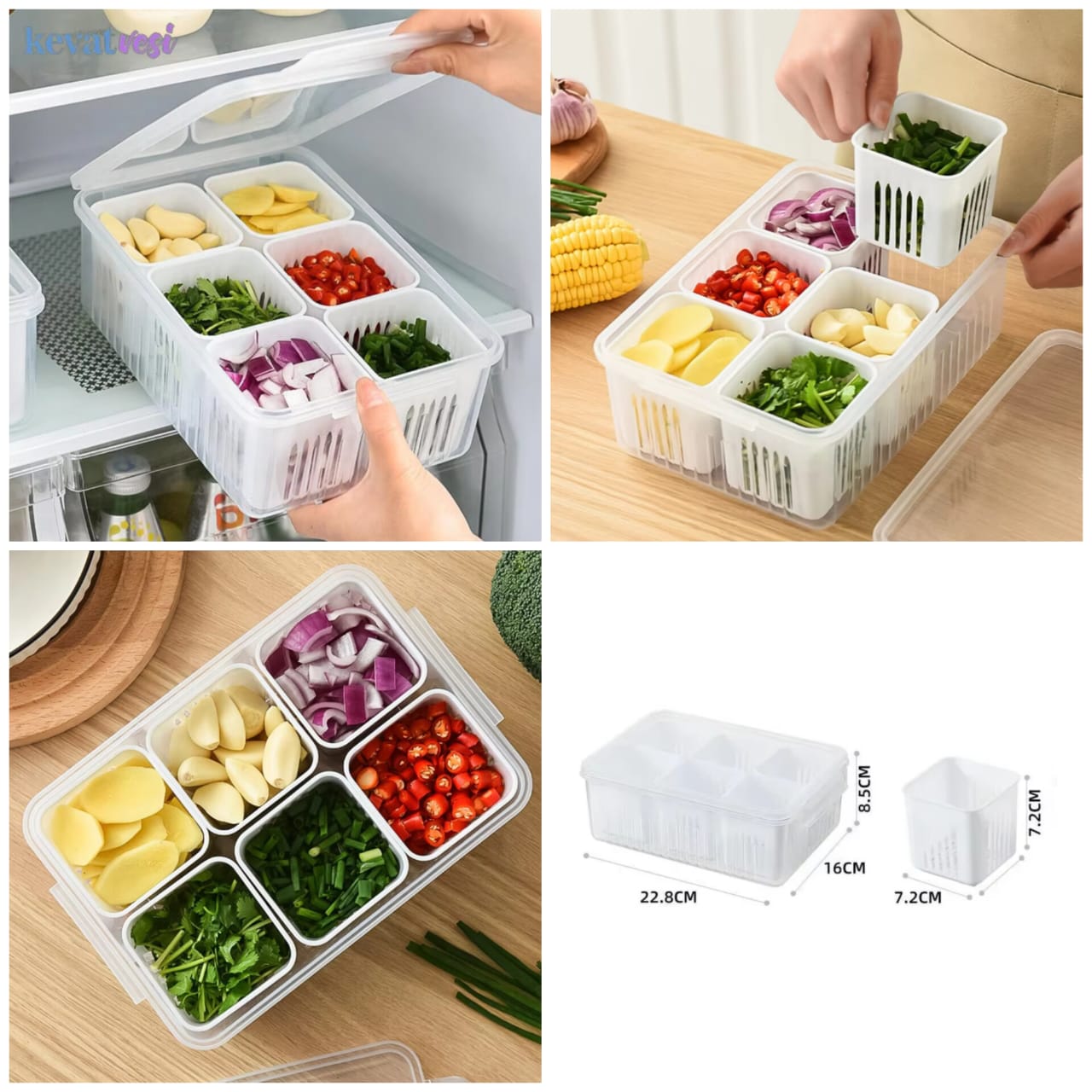 Refrigerator Food Storage Box - 6 Partition
