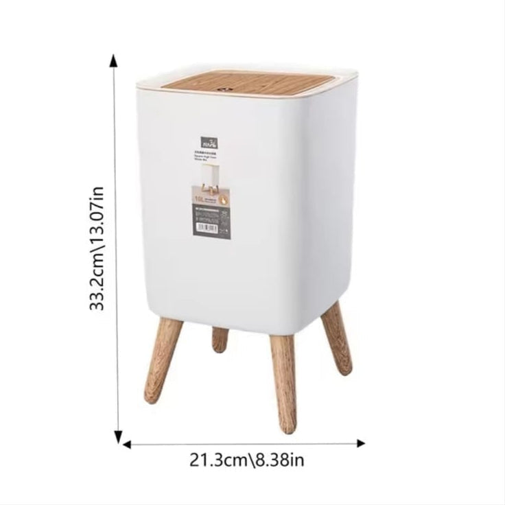 Wooden High Foot Dustbin - Square Shape