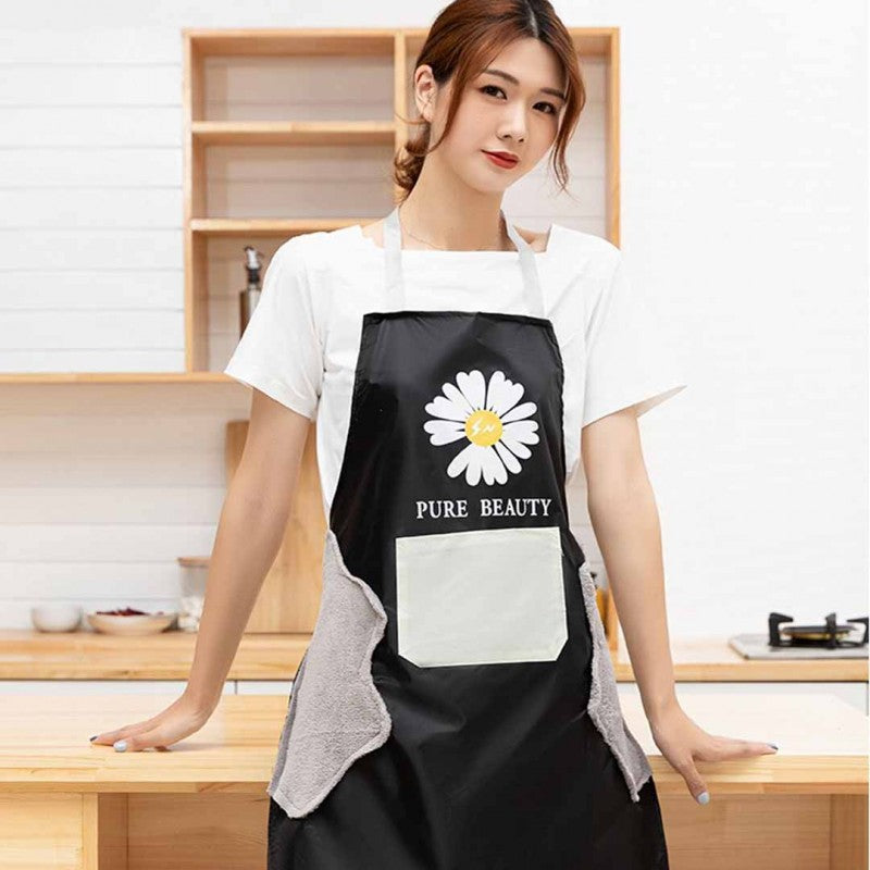 Kitchen Apron Waterproof Hand-Wiping With Pocket