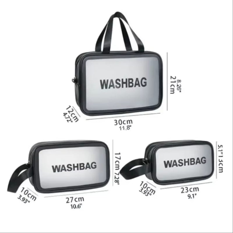 3 pcs set PU Leather Travel Cosmetics Washbag