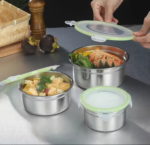 3 Pcs Korean Style Sealed Stainless Steel Food Preservation Box