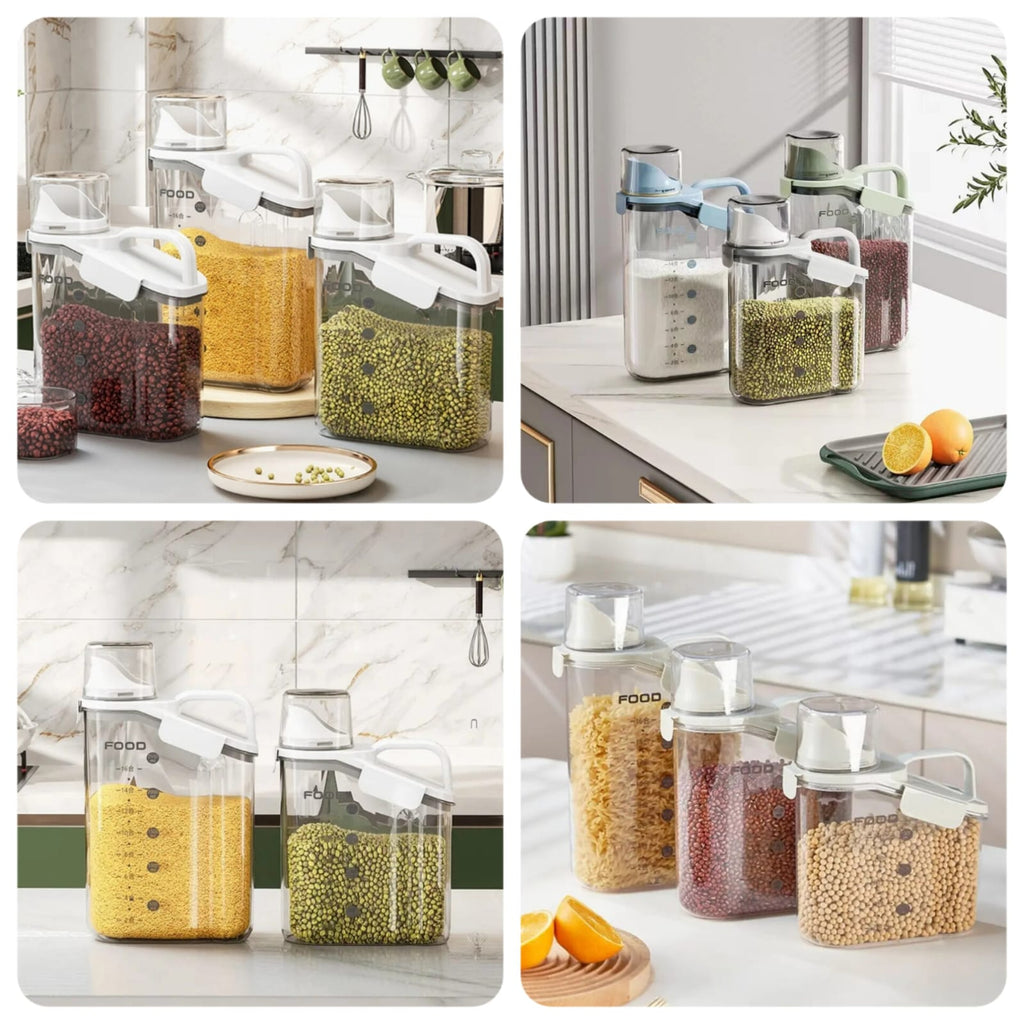 Airtight Food Storage Container With Measuring Cup