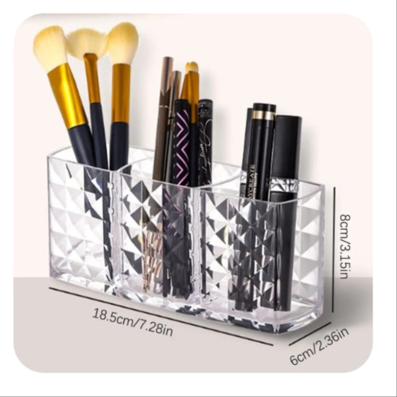 Diamond Cut 3-Grid Makeup Brush Holder