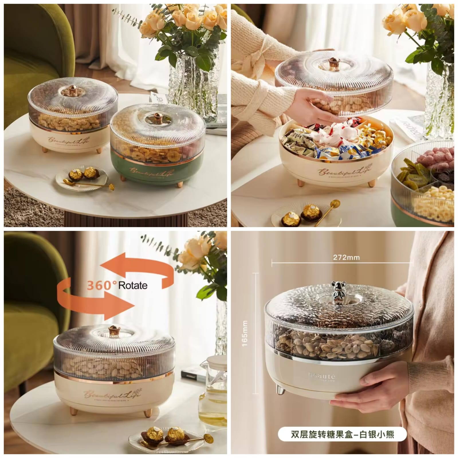 5 Grid Rotating Dry Fruit Tray