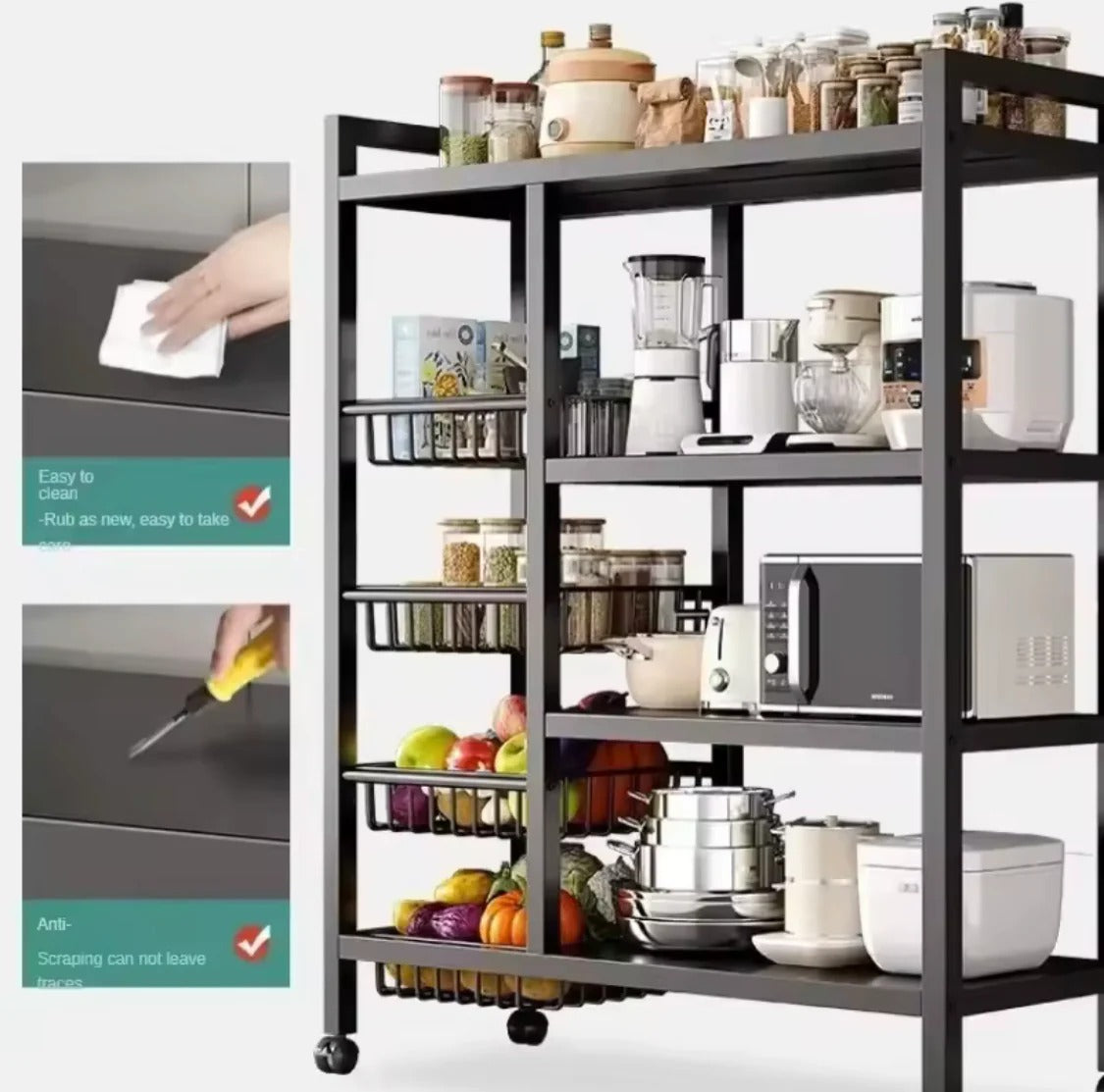 Multifunctional Storage Rack with Wheels
