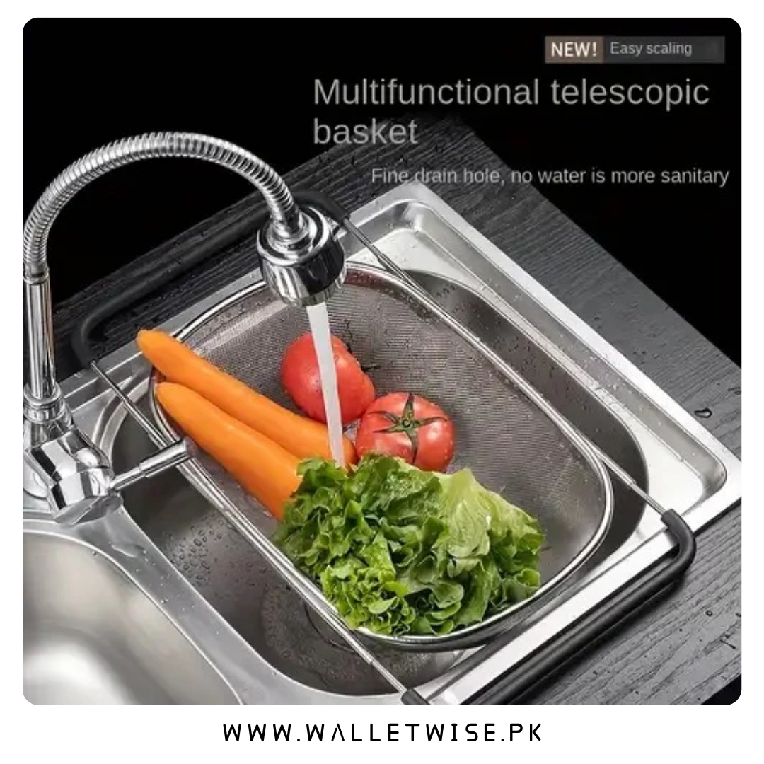 Danny Home Expandable Stainless Steel Drain Basket for Kitchen Sink