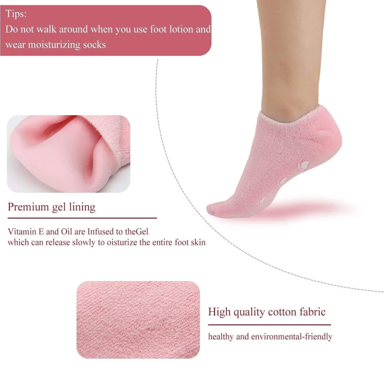 Silicone Moisturizing Gel Socks - Pair