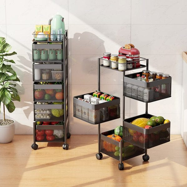 Rotating Kitchen Storage Trolley - Square